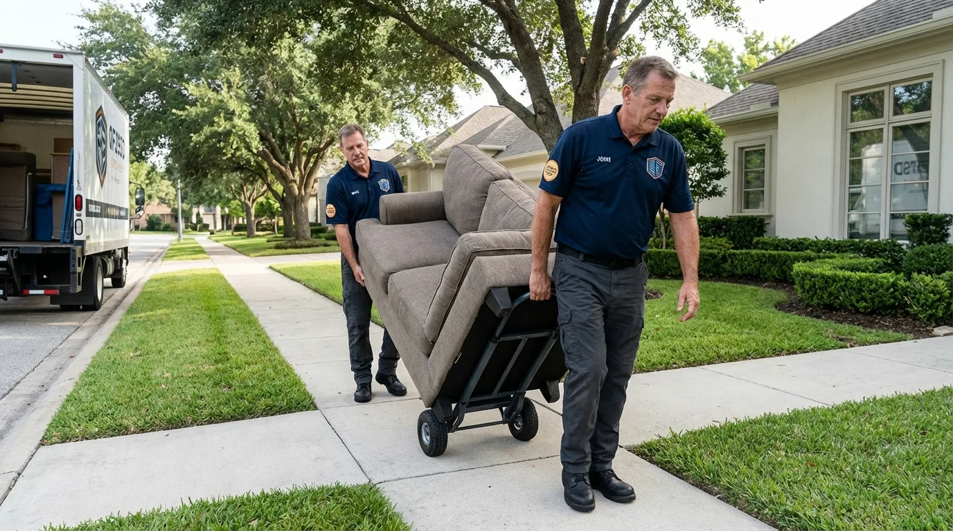 Local residential moving crew loading furniture in Lyons, NY